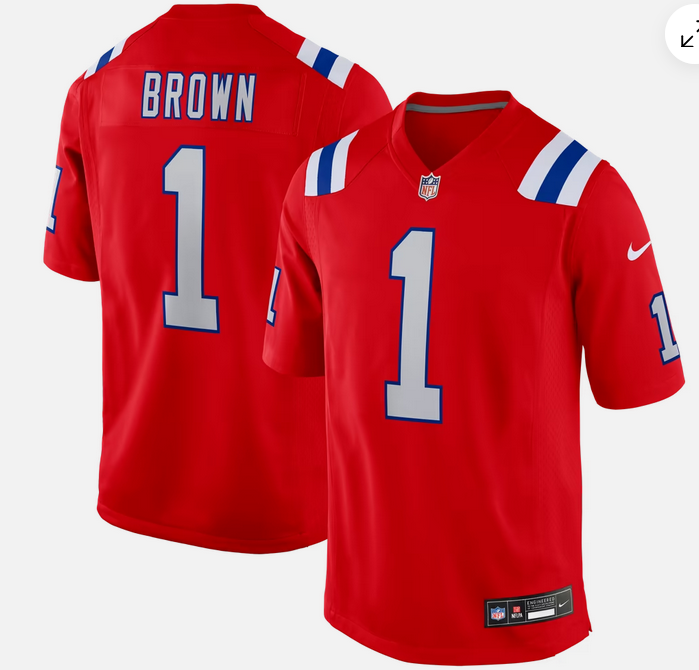 Men New England Patriots #1 AJ Brown orange 2026 NEW Nike Game Jersey 091300